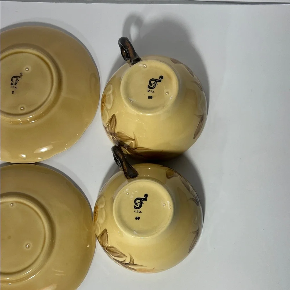 Franciscan Cafe Royale Floral Teacups with Saucers-Vintage-Set of 4